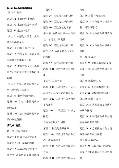 高考数学题型归纳完整版