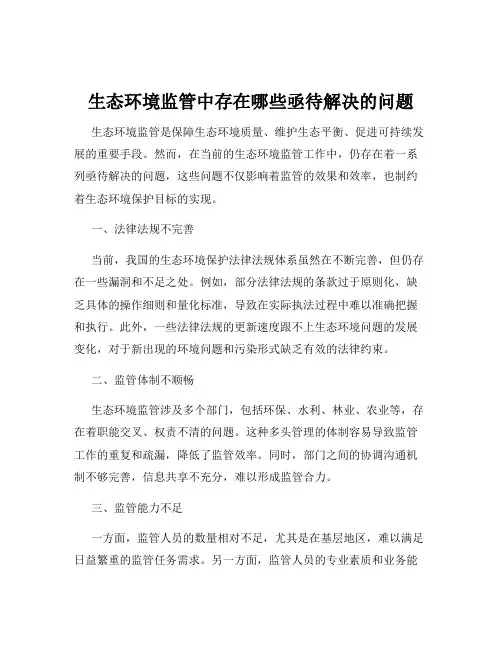 生态环境监管中存在哪些亟待解决的问题