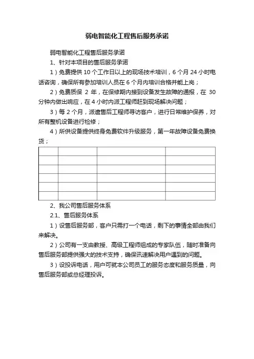 弱电智能化工程售后服务承诺