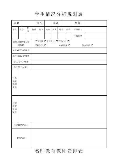 学生学习情况分析表