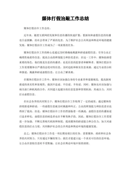 媒体打假治敲工作总结