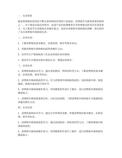 消费税申报纳税实训报告