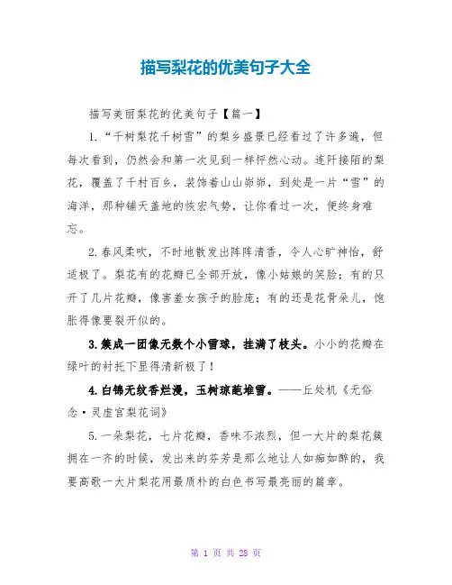 描写梨花的优美句子大全