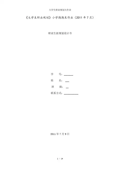大学生职业规划大作业