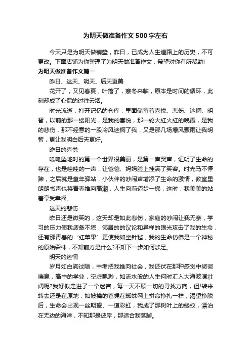 为明天做准备作文500字左右