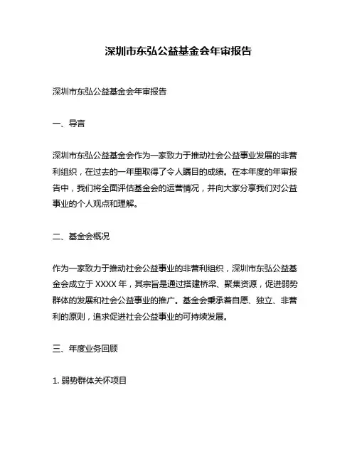 深圳市东弘公益基金会年审报告