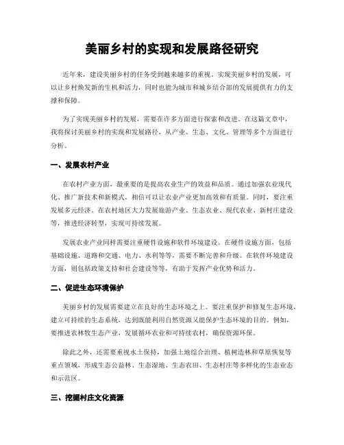 美丽乡村的实现和发展路径研究