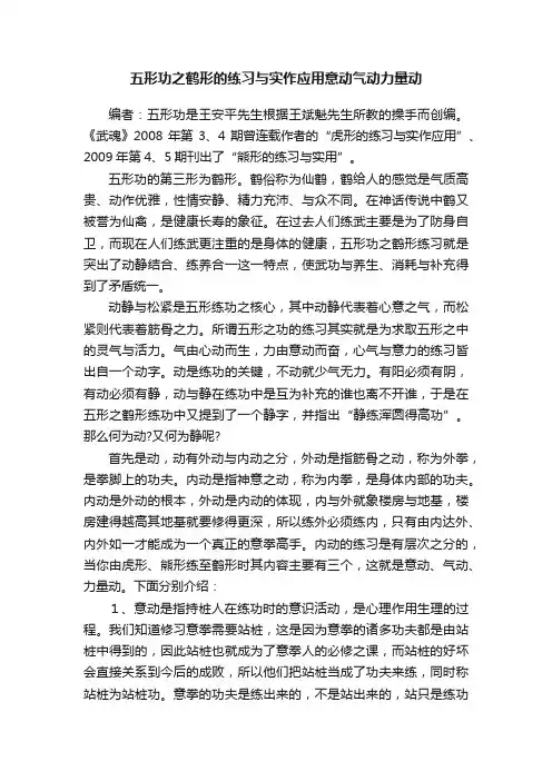 五形功之鹤形的练习与实作应用意动气动力量动