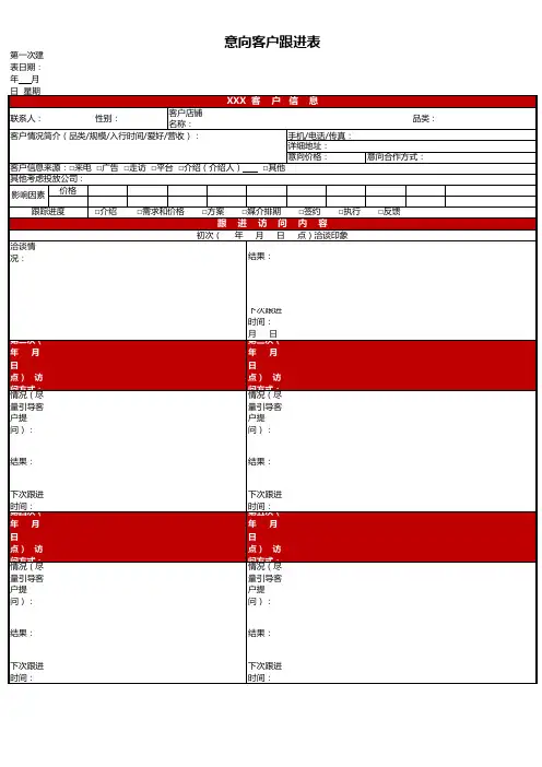 意向客户跟进表