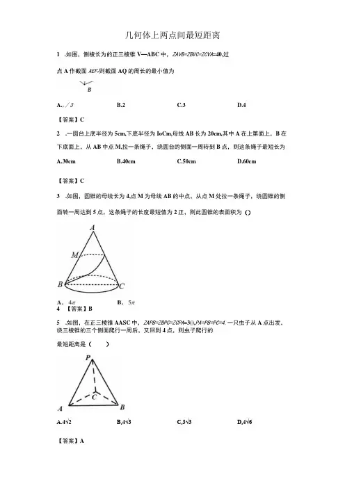 几何体上两点间最短距离(参考答案)