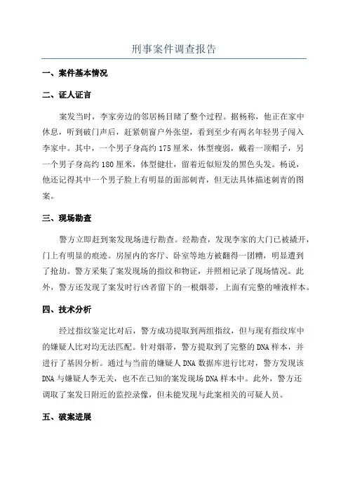 刑事案件调查报告