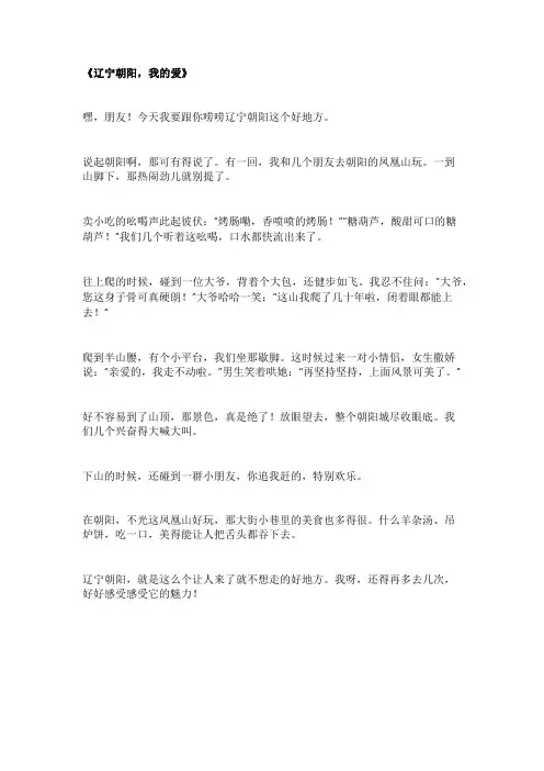 写辽宁朝阳的作文