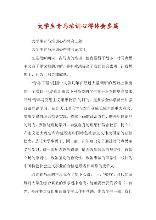大学生青马培训心得体会多篇