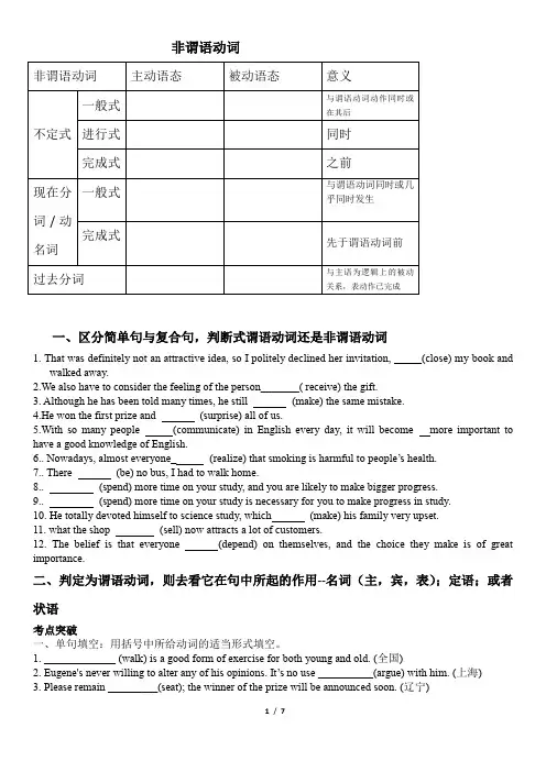 (word完整版)2017高考非谓语动词语法填空和改错精练