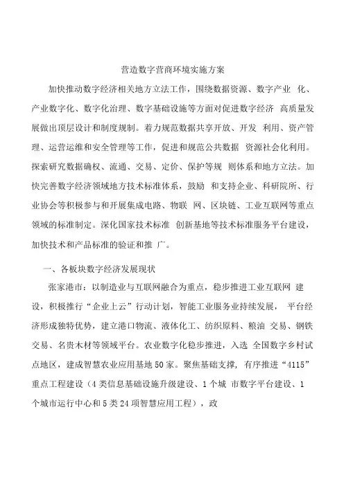 营造数字营商环境实施方案