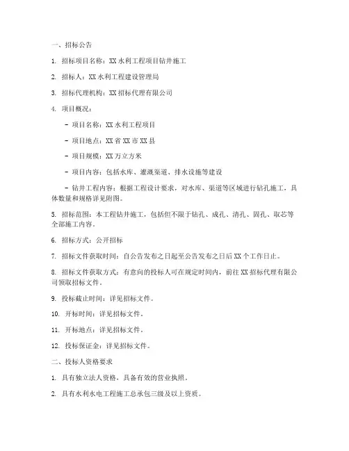 水利钻井招标文件范本