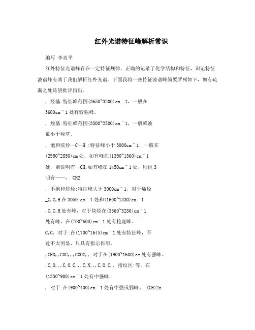 红外光谱特征峰解析常识