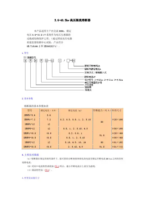 3.6-40.5kv高压限流熔断器