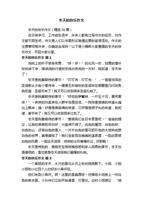 冬天的快乐作文（精选36篇）