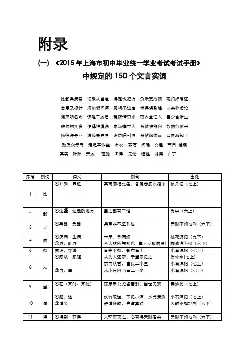 《中考文言文点击》150个实词和6个虚词