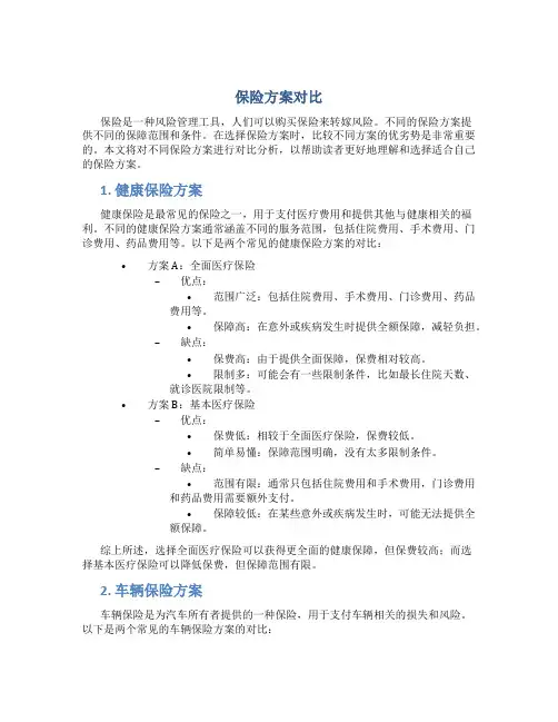 保险方案对比