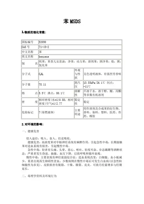 苯msds