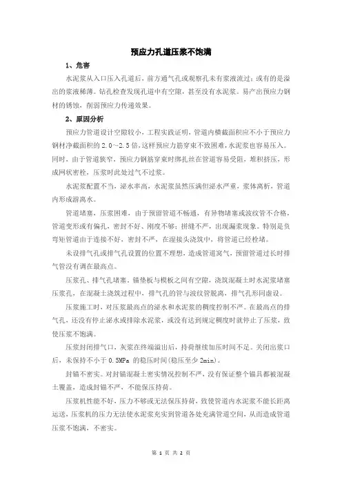 预应力孔道压浆不饱满