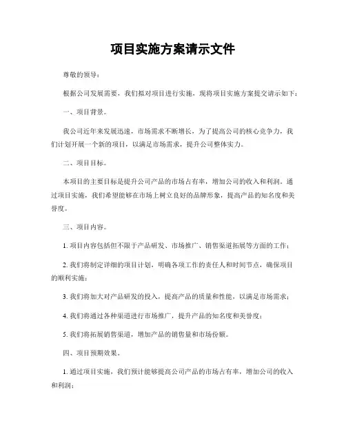 项目实施方案请示文件