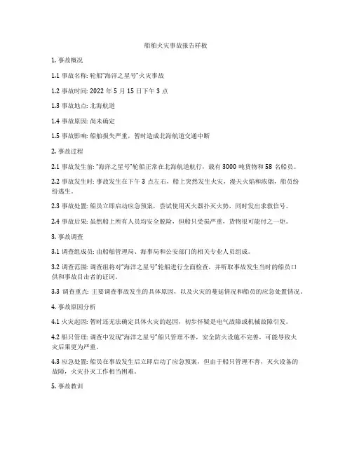 船舶火灾事故报告样板