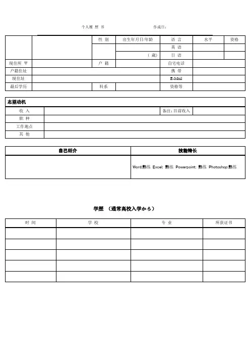 日语简历表-中文简历模板