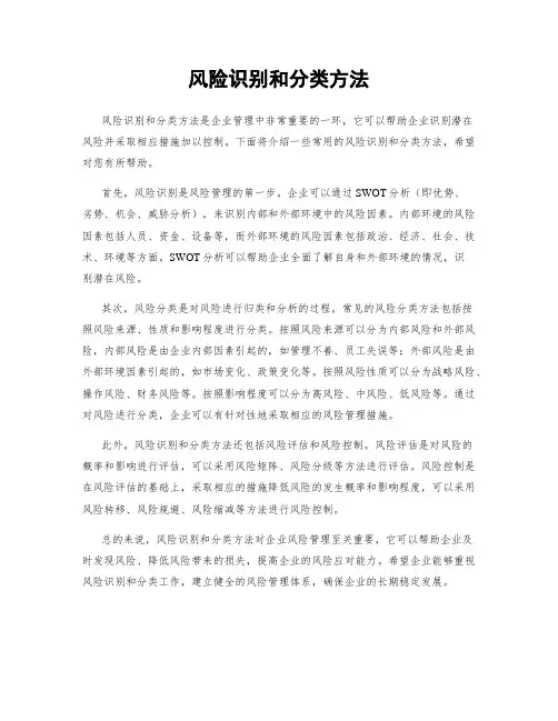 风险识别和分类方法