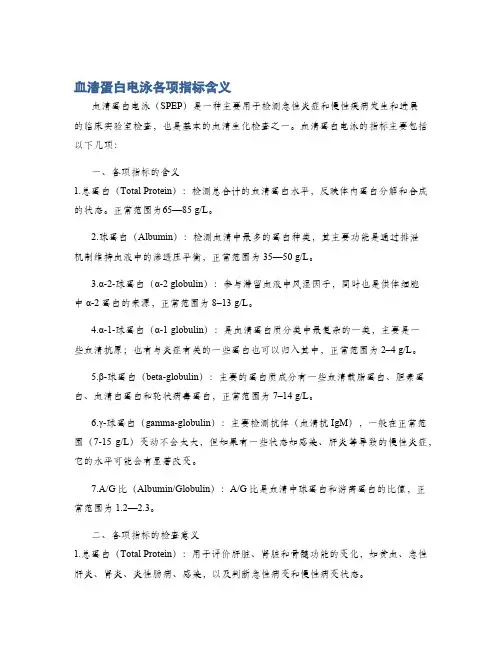 血清蛋白电泳各项指标含义