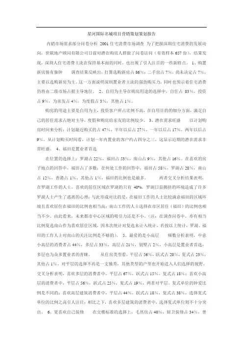 星河国际名城项目营销策划策划报告