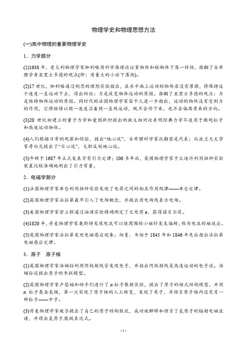 物理学史和物理思想方法