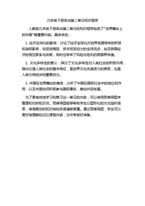九年级下册政治第二单元知识框架