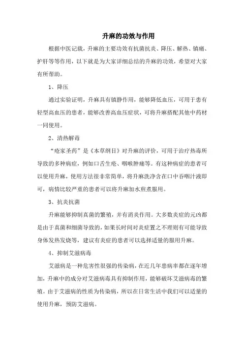 升麻的功效与作用