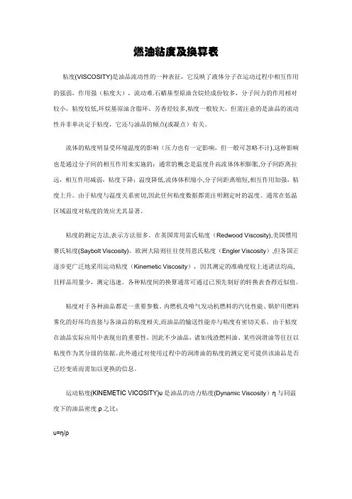粘度及换算表