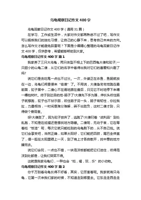 乌龟观察日记作文400字（通用31篇）