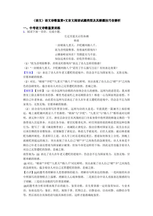 (语文)语文诗歌鉴赏+文言文阅读试题类型及其解题技巧含解析