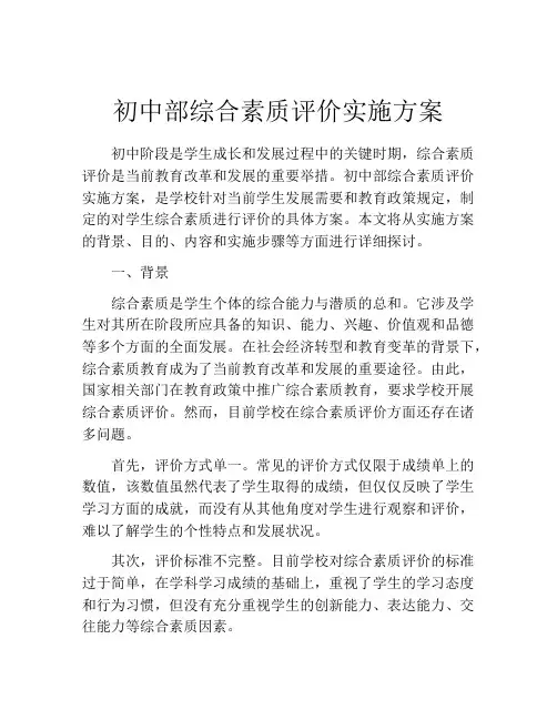初中部综合素质评价实施方案