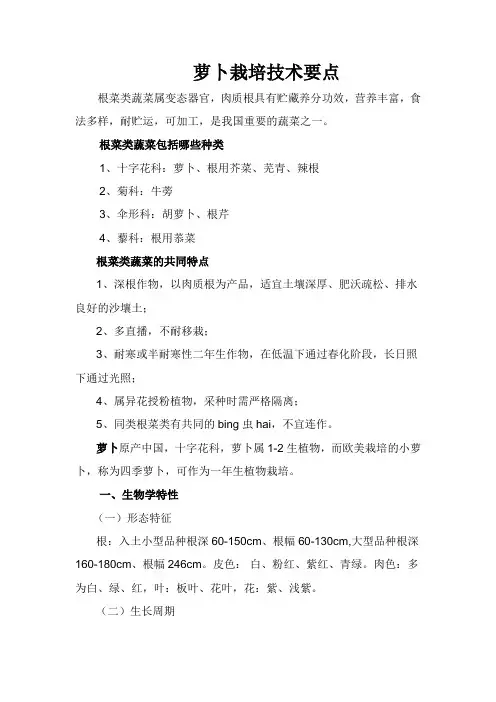 萝卜栽培技术要点