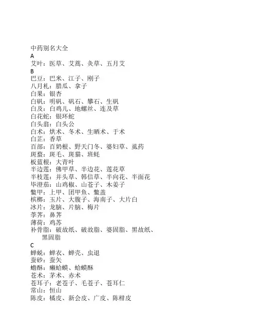 中药别名大全 