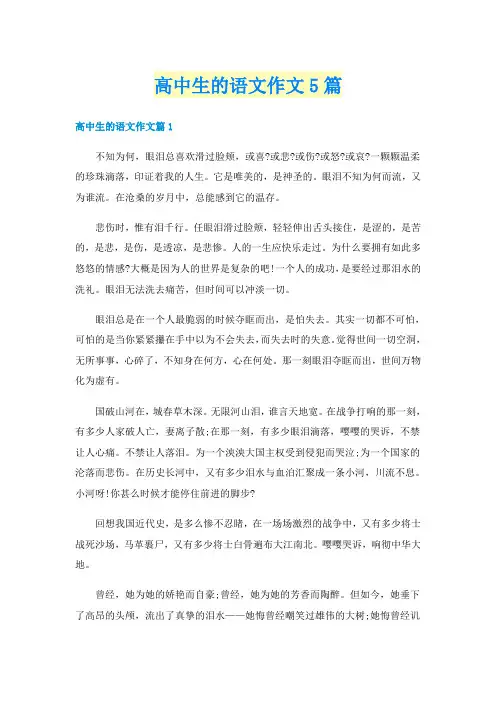 高中生的语文作文5篇