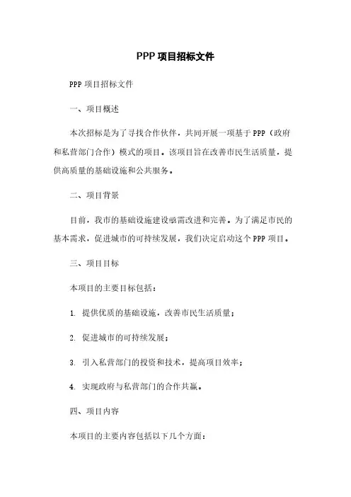 PPP项目招标文件