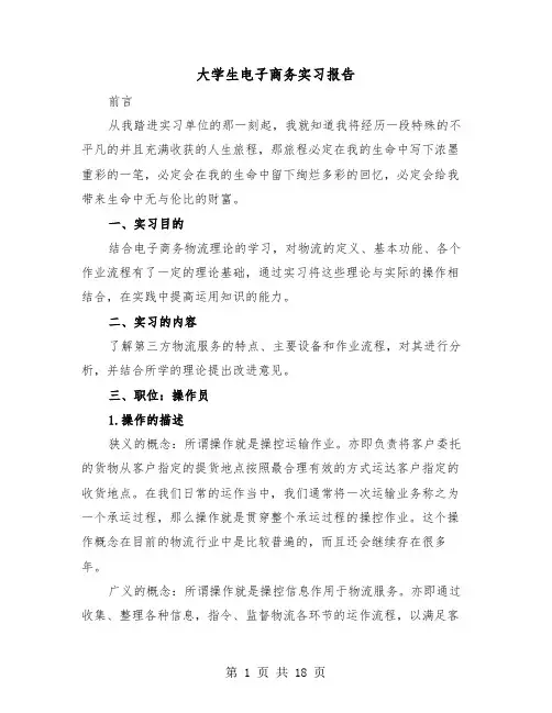 大学生电子商务实习报告(五篇)