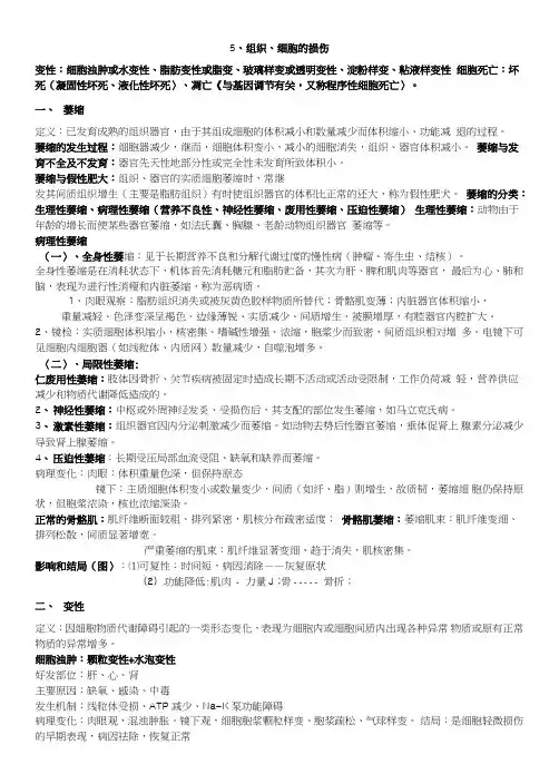 家畜病理学第五版第五章复习总结重点组织、细胞损伤.doc