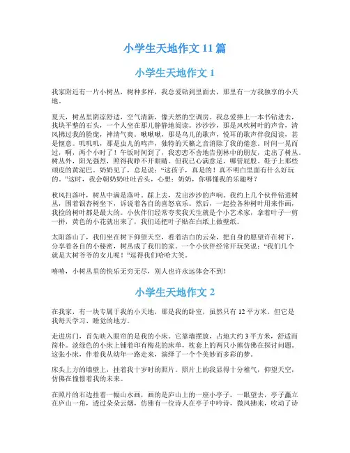 小学生天地作文11篇
