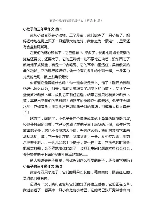 有关小兔子的三年级作文（精选34篇）
