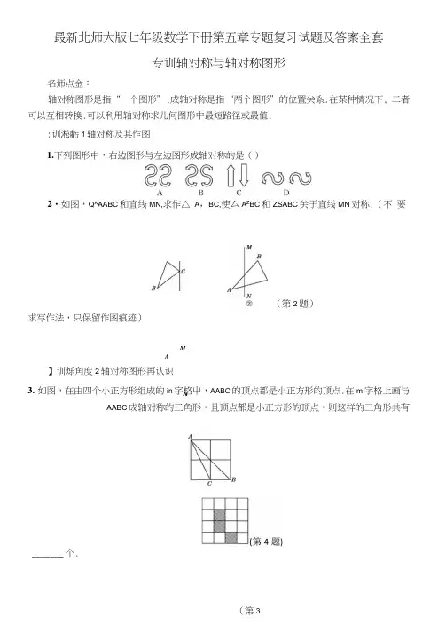 北师大版七年级数学下册第五章专题复习试题及答案全套.doc