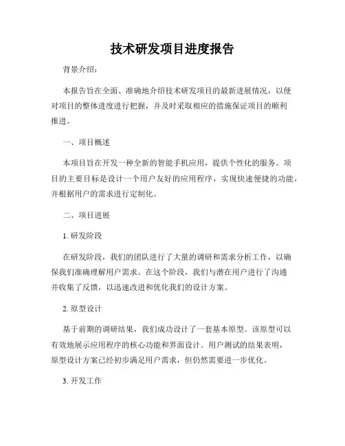 技术研发项目进度报告